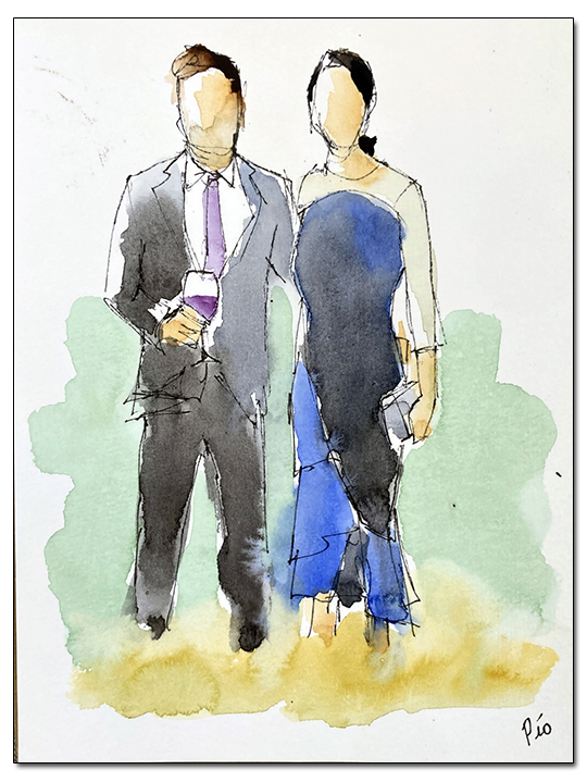 Pintura retrato con acuarela en directo.